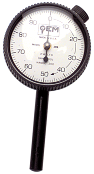 .200 Total Range - 0-100 Dial Reading - Back Plunger Dial Indicator - Exact Tooling