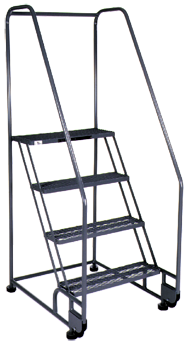 Model 2TR26E4; 2 Steps; 28 x 34'' Base Size - Tilt-N-Roll Ladder - Exact Tooling