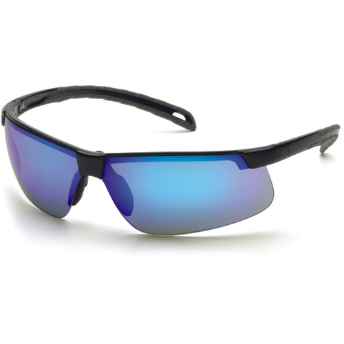 Ever-Lite Sky Blue Mirror Lens Black Frame Safety Glasses - Exact Tooling