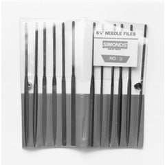 6-1/4 Needle File Set, 12 Piece, Knurled Handle, 6 Cut - Exact Tooling
