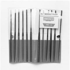 6-1/4 Needle File Set, 12 Piece, Plastic Handle, 0 Cut - Exact Tooling