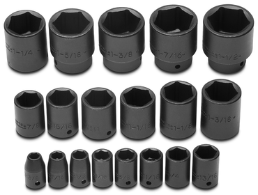 Proto® 1/2" Drive 19 Piece Impact Socket Set - 6 Point - Exact Tooling