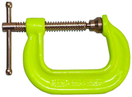 400 Series Drop Forged C-Clamps, Hi-Vis frame & copper coated spindle, 2" Capacity, 3500 lbs Clamp force, _" Spindle Diameter - Exact Tooling