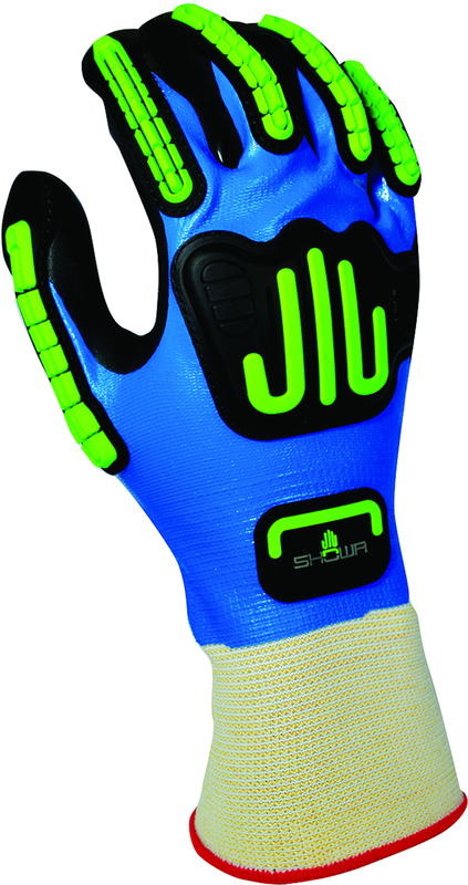 General purpose full nitrile blue undercoating w/black foamed palm coating w/impact resistant bumper guards, 13 gauge, seamless knitted liner/XL - Exact Tooling