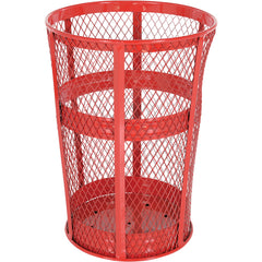 Trash Receptical E x p Metal Round 48 Gallon-Red - Exact Tooling