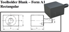 VDI Toolholder Blank - Form A1 Rectangular - Part #: CNC86 B20.65.100.60 - Exact Tooling