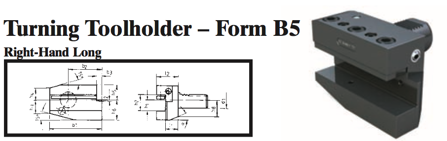 VDI Turning Toolholder - Form B5 (Right-Hand Long) - Part #: CNC86 25.2016.1 - Exact Tooling