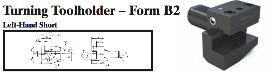 VDI Turning Toolholder - Form B2 (Left-Hand Short) - Part #: CNC86 22.2016.1 - Exact Tooling