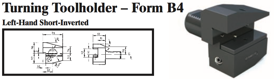 VDI Turning Toolholder - Form B4 (Left-Hand Short-Inverted) - Part #: CNC86 24.5025 - Exact Tooling