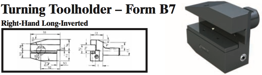 VDI Turning Toolholder - Form B7 (Right-Hand Long-Inverted) - Part #: CNC86 27.3020 - Exact Tooling