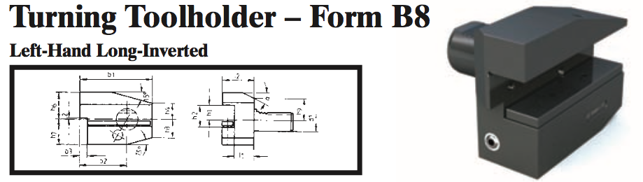 VDI Turning Toolholder - Form B8 (Left-Hand Long-Inverted) - Part #: CNC86 28.6032 - Exact Tooling
