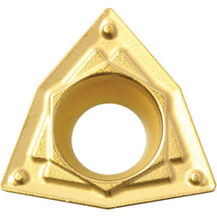 WPMT 321 HQ CA5515, 1/64″ Corner Radius, 1/8″ Thick, 3/8″ Inscribed Circle, TiCnulll2O3/TiN, Trigon, Turning Indexable Insert - Exact Tooling