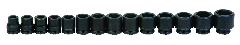 14 Piece - #9976147 - 3/8 to 1-5/8" - 3/4'' Drive - 6 Point - Standard Impact Socket Set - Exact Tooling