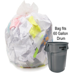 60 gal, 1.35 mil, Natural, 38″ × 58″ - Case of 100, Revolution Bag Hercules Recycled Low Density Can liners - Exact Tooling