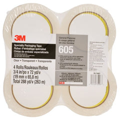 Scotch Light Duty Packaging Tape 605 Clear Cold Temperature 3/4″ × 72 yd - Exact Tooling