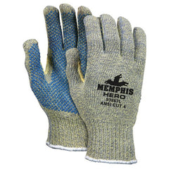 MCR Safety Cut Pro Hero Gloves - 7 Gauge Kevlar / Stainless Steel / Nylon - PVC Dots Palm Side - Size X-Large - Exact Tooling