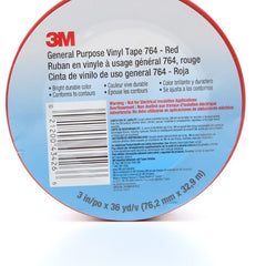 3M General Purpose Vinyl Tape 764 Red 3″ × 36 yd 5 mil Individually Wrapped Conveniently Packaged - Exact Tooling