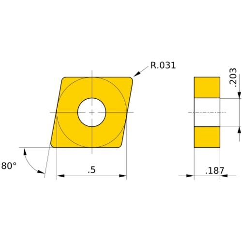 CNMG 432 SH NX3035, 0.8 mm Corner Radius, 4.76 mm Thick, 12.7 mm Inscribed Circle, Turning Indexable Insert