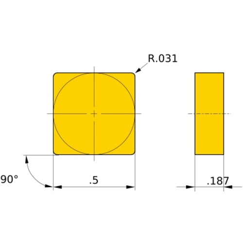 SNGN 432 flat_top MBS140, 0.8 mm Corner Radius, 4.76 mm Thick, 12.7 mm Inscribed Circle, Turning Indexable Insert