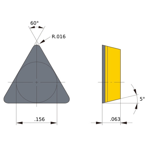 TBG 1.211 flat_top MB710, 1/64″ Corner Radius, 1/16″ Thick, 3.97 Inscribed Circle, Turning Indexable Insert
