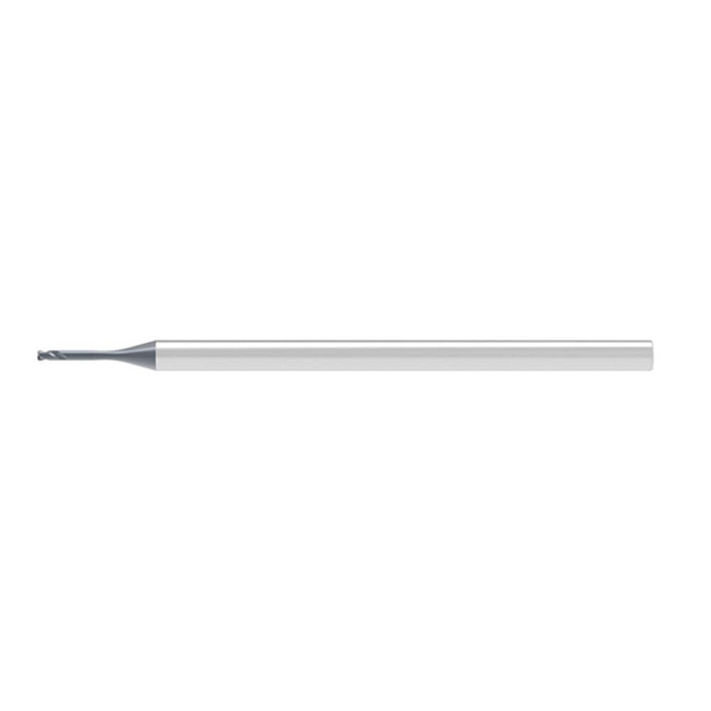 Corner Radius End Mill: 1.00 mm Dia, 1.00 mm LOC, 0.20 mm Radius, 2 Flute, Solid Carbide