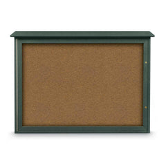 Enclosed Bulletin Board: 48" Wide, 36" High, Cork, Tan