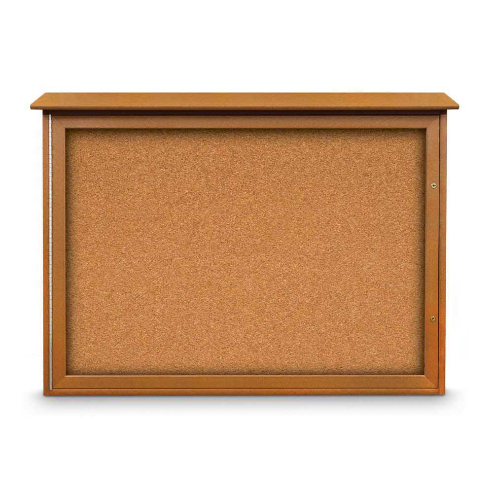 Enclosed Cork Bulletin Board: 48" Wide, 36" High, Cork, Natural Tan