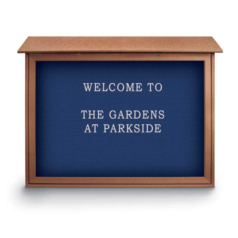 Enclosed Letter Board: 45" Wide, 36" High, Laminate, Blue