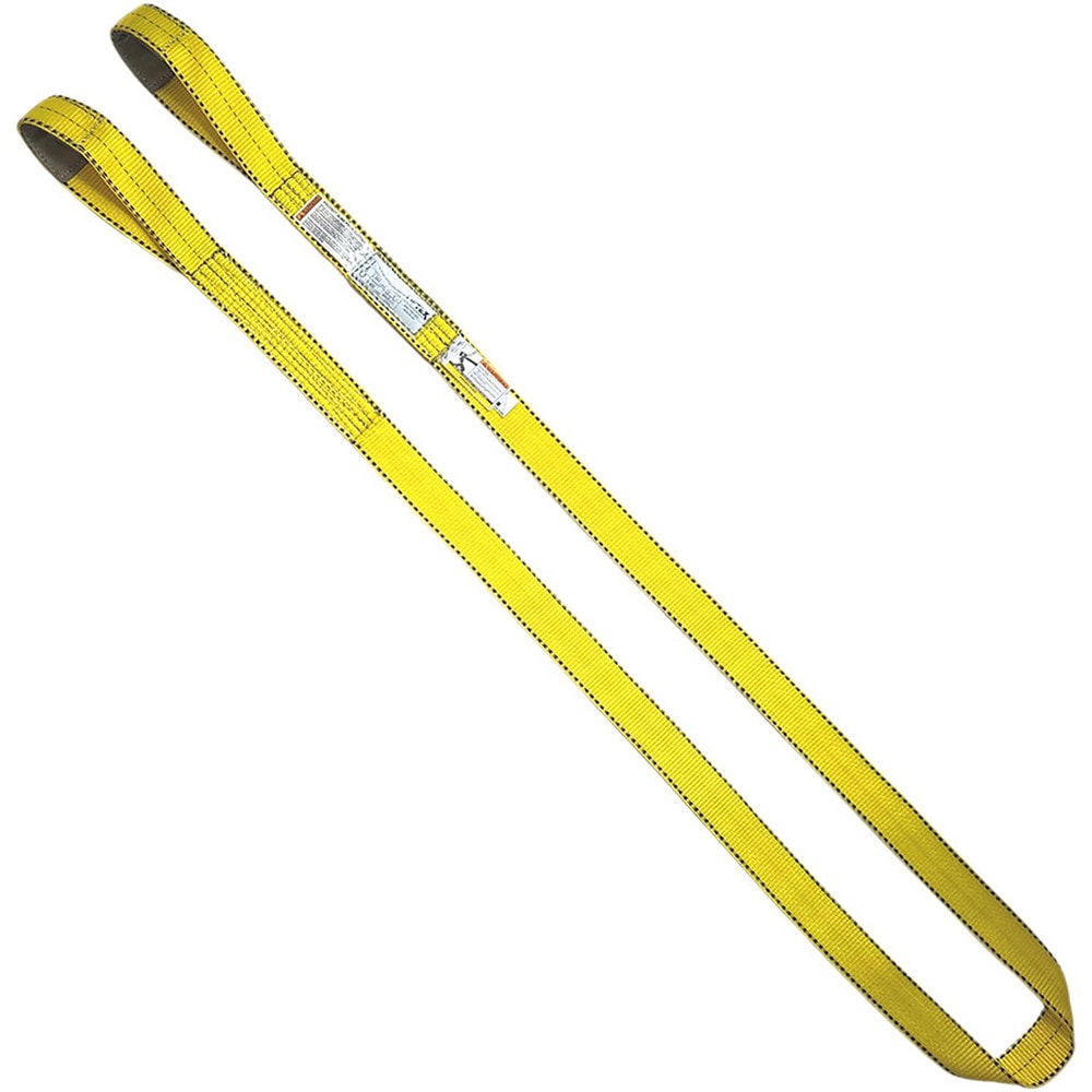 Flat Eye & Eye, Type 3 Web Sling: 3' Long, 4" Wide, 6400 lb Vertical Capacity, Nylon