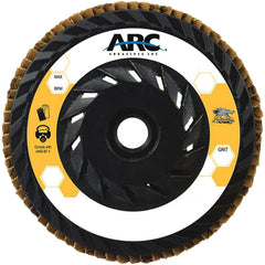 Flap Disc:  4.5" Dia, 5/8-11" Hole, 120 Grit, Ceramic Alumina, Type 27