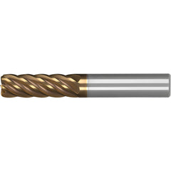 Corner Radius End Mill: 3/4" Dia, 4" LOC, 0.1900" Radius, 6 Flute, Solid Carbide