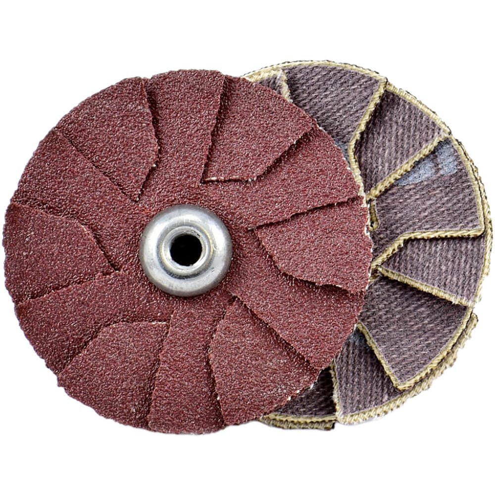 Slotted Overlap Discs; Abrasive Type: Coated; Disc Diameter (Inch): 1-1/2; Overlap Disc Type: Outward; Abrasive Material: Aluminum Oxide; Grit: 100; Eyelet Size: 8-32; Grade: Medium