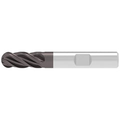Ball End Mill: 6.00 mm Dia, 13.00 mm LOC, 4 Flute, Solid Carbide