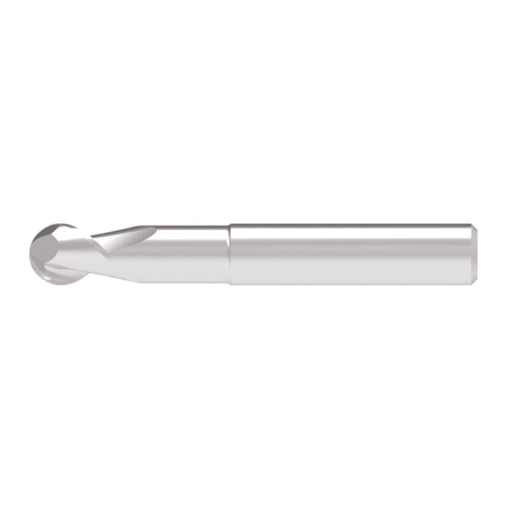 Ball End Mill: 8.00 mm Dia, 12.00 mm LOC, 2 Flute, Solid Carbide