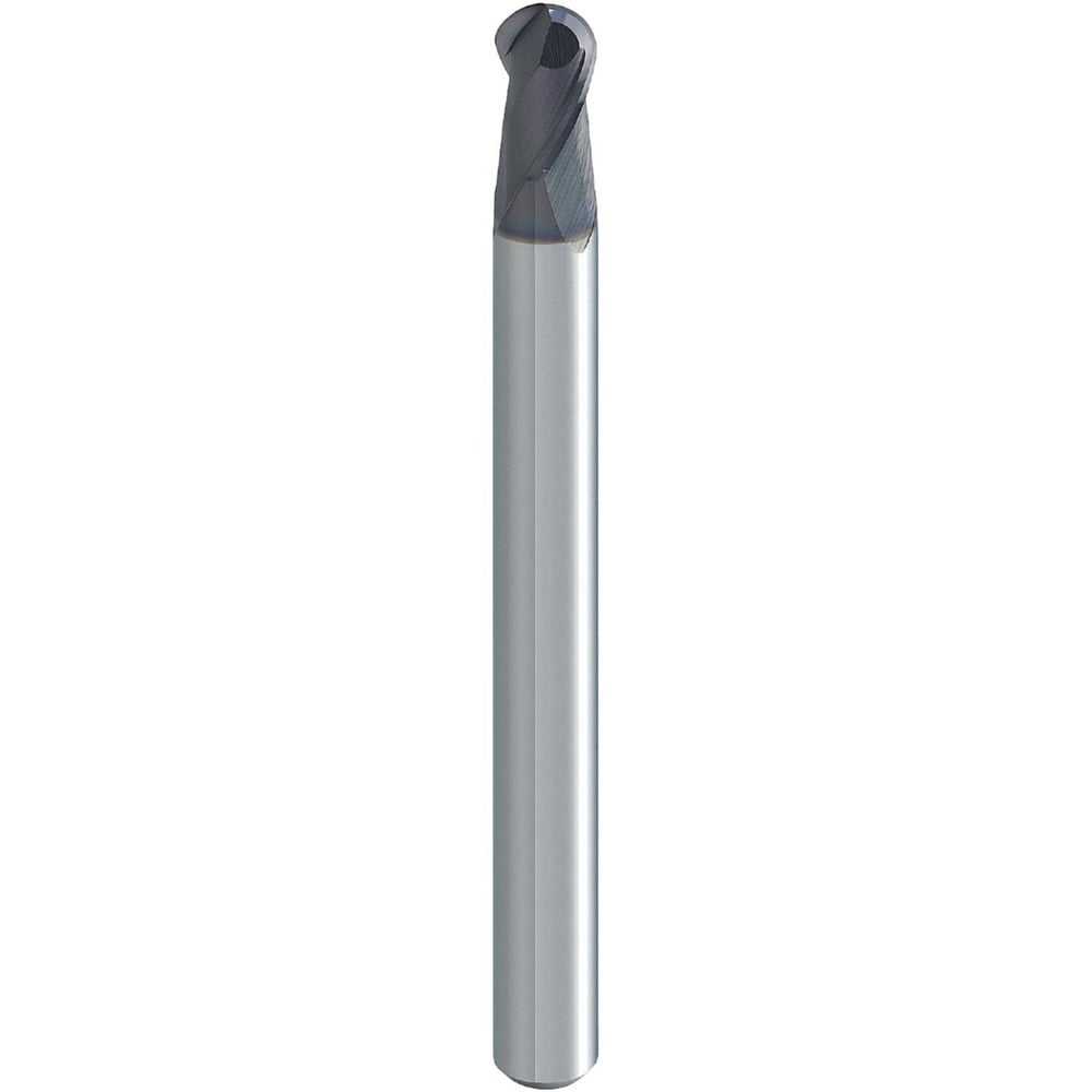 Ball End Mill: 4.00 mm Dia, 6.00 mm LOC, 2 Flute, Solid Carbide