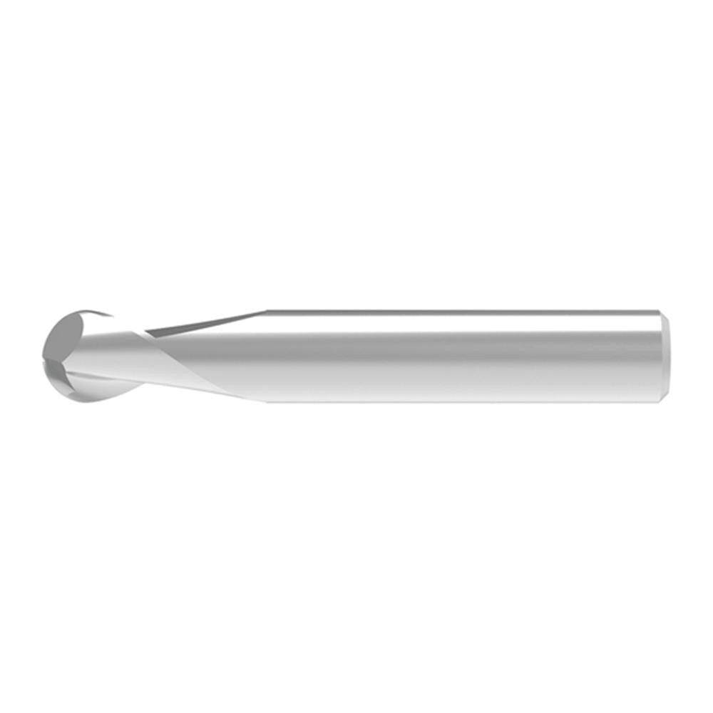 Ball End Mill: 1.00 mm Dia, 2.00 mm LOC, 2 Flute, Solid Carbide