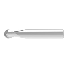 Ball End Mill: 1.00 mm Dia, 2.00 mm LOC, 2 Flute, Solid Carbide