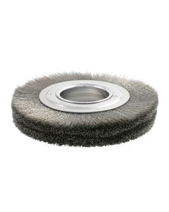 6″ Diameter × 7/8″ Width, Carbon Steel, 0.014″ Crimped Bristle, Wheel Brush