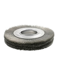 7″ Diameter × 7/8″ Width, Carbon Steel, 0.006″ Crimped Bristle, Wheel Brush