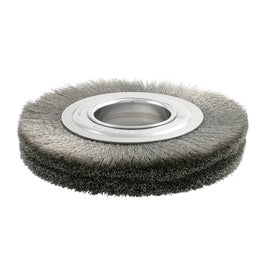 12″ Diameter × 1 1/4″ Width, Carbon Steel, 0.014″ Crimped Bristle, Wheel Brush