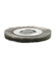 4″ Diameter × 3/8″ Width, Stainless Steel, 0.006″ Crimped Bristle, Wheel Brush