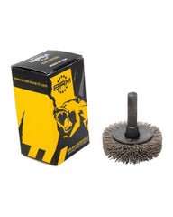 1 3/8″ Diameter × 0.437″ Width, 320 Grit, Aluminum Oxide, 0.022″ Crimped Bristle, Wheel Brush