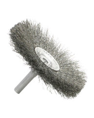 1 3/4″ Diameter × 0.312″ Width, Stainless Steel, 0.008″ Crimped Bristle, Wheel Brush