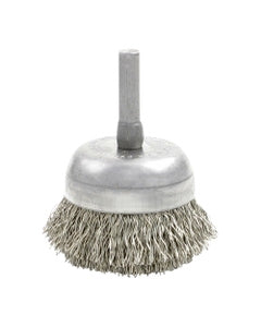 ‎0.01″ Bristle Dia., 1-3/4″ × 3/4″ Carbon Steel, Small Diameter Cup Brush