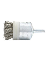 1 1/8″ Diameter × 1/4″ Shank Diameter × 7/8″ Trim Length, 0.020″ Crimped Bristle, Stainless Steel, Knotted End-Banded Brush