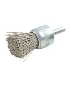 1″ Diameter × 1/4″ Shank Diameter × 7/8″ Trim Length, 0.012″ Abrasive Nylon Bristle, Aluminum Oxide, Solid End Brush
