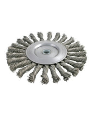 8″ Diameter × 0.562″ Width, Carbon Steel, 0.023″ Knotted Bristle, Wheel Brush