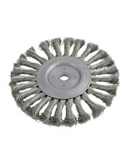 8″ Diameter × 3/4″ Width, Carbon Steel, 0.016″ Knotted Bristle, Wheel Brush