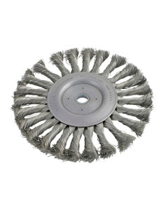 4″ Diameter × 1/2″ Width, Stainless Steel, 0.0118″ Knotted Bristle, Wheel Brush