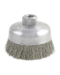 ‎0.014″ Bristle Dia., 3″ × 1″, 5/8″-11 Arbor Hole, Carbon Steel, Crimped Wire (Light Duty Use) Brush